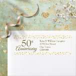 50-årsdagen för Returadressen Guld Confetti Returadress Etikett<br><div class="desc">50-årsjubiléet för returadressen Golden bröllop,  med dina uppgifter i elegant,  vit text på guld-hjärtan. Designad av Thisisnotme©</div>