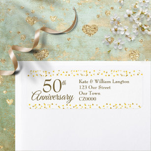 50-årsdagen för Returadressen Guld Confetti Returadress Etikett