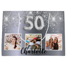 50-årsdagen för silver glitter-dammfoto, monogram