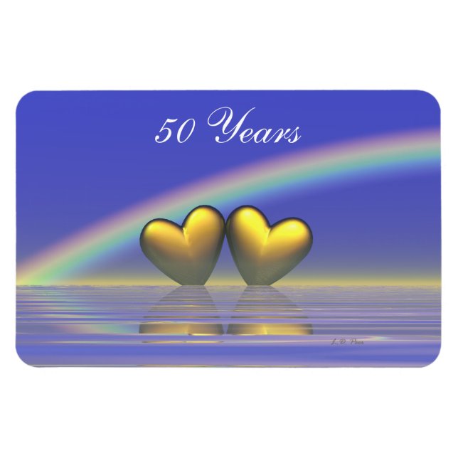 50-årsdagen Golden Hearts Magnet (Horisontell)