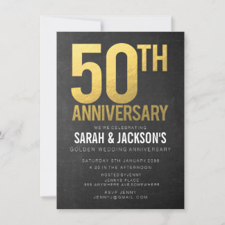 50-årsdagen Guld Chalkboard Party Inbjudningar