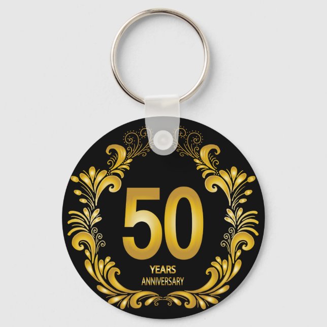 50-årsdagen Guld Glitter Nyckelring (Framsida)