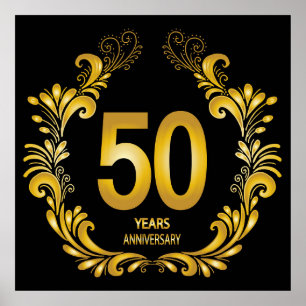 50-årsdagen Guld Glitter Poster