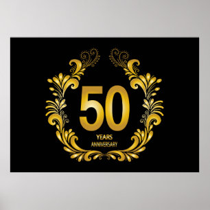 50-årsdagen Guld Glitter Poster