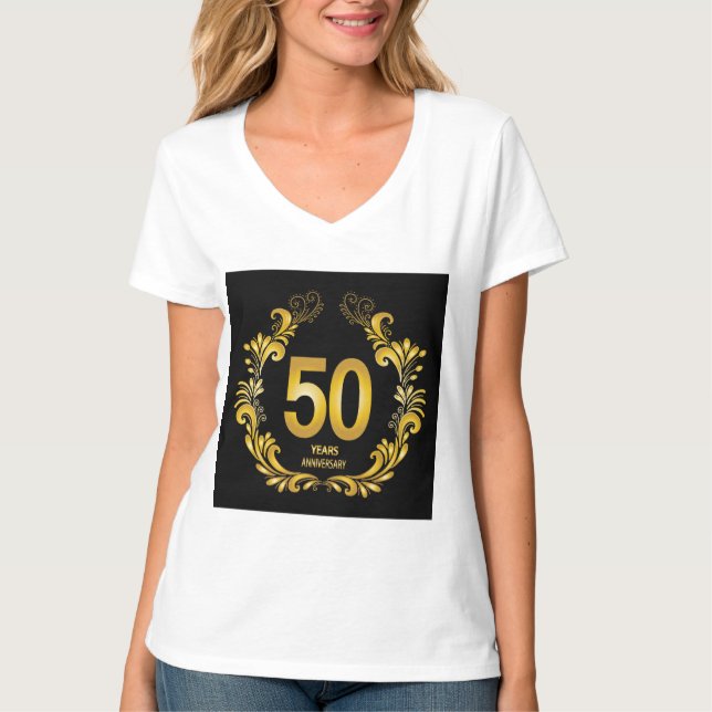 50-årsdagen Guld Glitter T Shirt (Framsida)