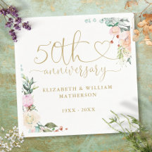 50-årsdagen Guld Heart Ro Blommigt