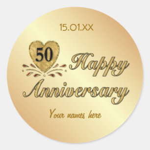 50-årsdagen - Guld Runt Klistermärke