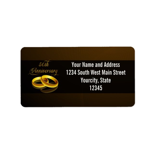 50-årsdagen | Guld Script Adressetikett (Framsidan)