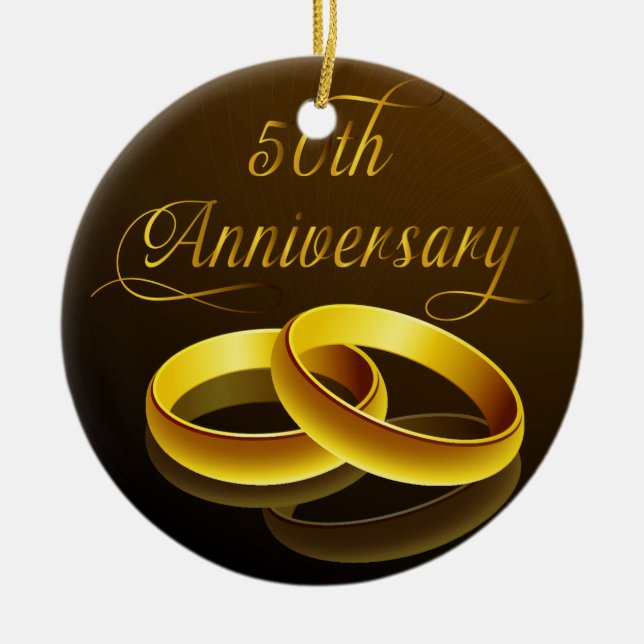 50-årsdagen | Guld Script Julgransprydnad Keramik (Framsidan)