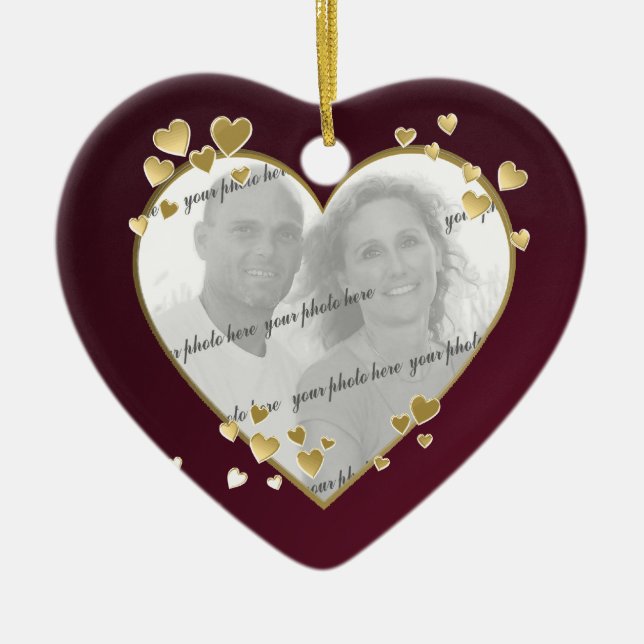 50-årsdagen Heart Photo Keepsak Julgransprydnad Keramik (Framsidan)
