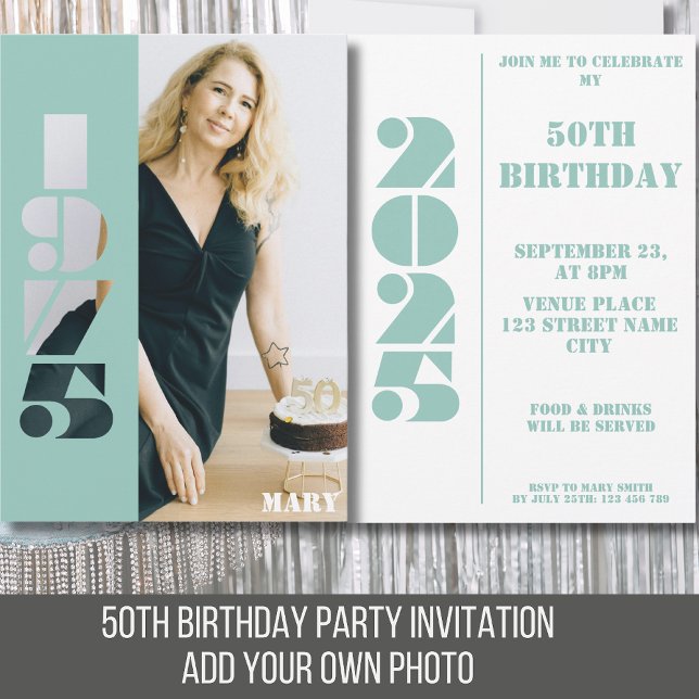 50-årsdagen inbjudan-foto, född 1975 Inbjudan (Skapare uppladdad)