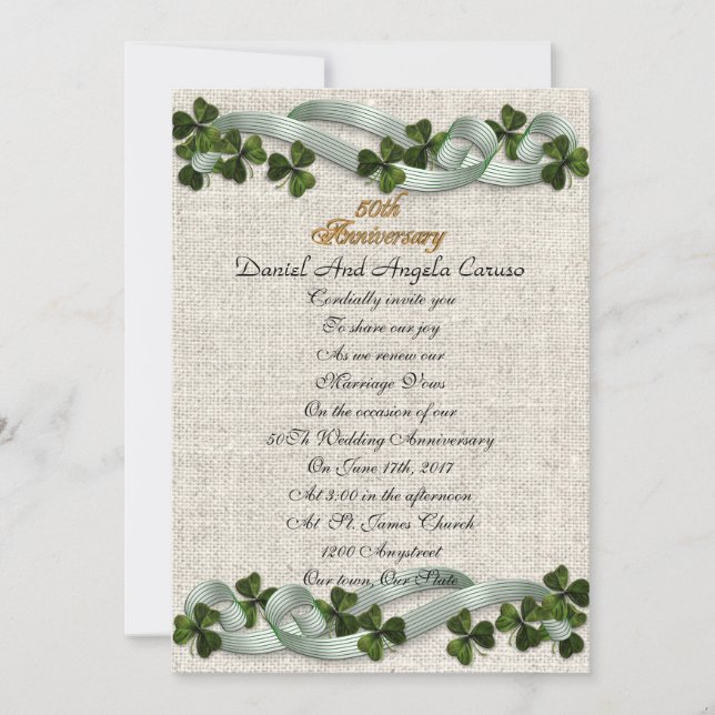 50-årsdagen Inbjudan till irländskt tema (Framsida)