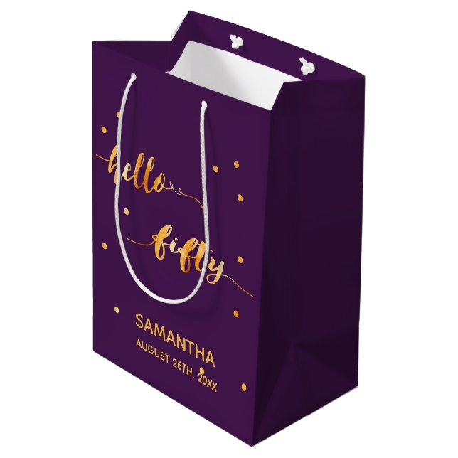 50-årsdagen lila guld typografi modern (Baksidan Vinklad)