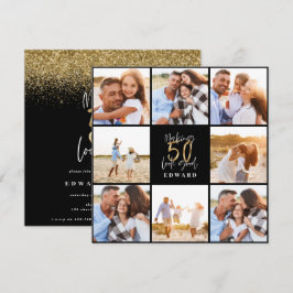 50-årsdagen modern fotokollage för svart och guld