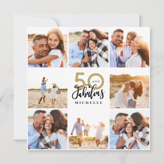 50-årsdagen modern fotokollage för svart och guld (Framsida)