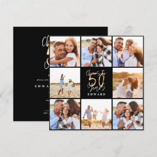 50-årsdagen modern fotokollage för svart och guld