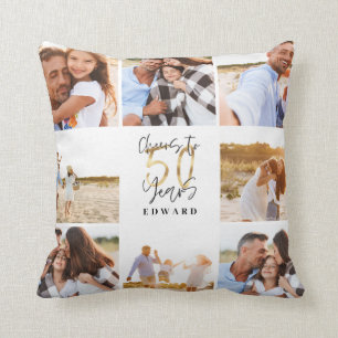 50-årsdagen modern fotosamling med svart och guld kudde