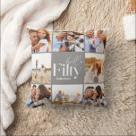 50-årsdagen modern grått fotokollage enkel kudde<br><div class="desc">Hej 50:e födelsedag modern grått-multifotokollage plar hemdekorpresenten. Modern text-design för skript. En del av en samling.</div>