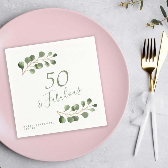 50-årsdagen namn personlig elegant pappersservett (Skapare uppladdad)