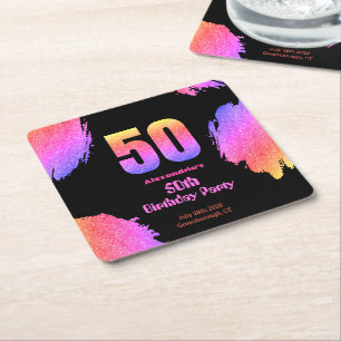 50-årsdagen nyfödd rosa glitter party underlägg papper kvadrat