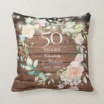 50-årsdagen Photo Rustic Blommigt String Ljus Kudde<br><div class="desc">Den här chicens botaniska 50-årsjubileum keepsakudot på bröllop kan vara personlig med din speciella årsinformation i elegant och ditt foto på motsatt sida. Designad av Thisisnotme©</div>