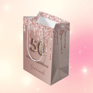 50-årsdagen ro guld glitter rosa-ballongen stil