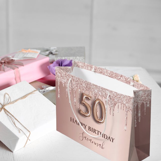 50-årsdagen ro guld glitter rosa-ballongen stil (Skapare uppladdad)