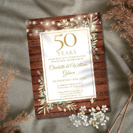 50-årsdagen String Ljus Wood Greenery Inbjudningar
