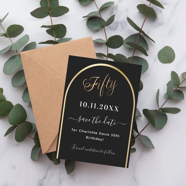 50-årsdagen svart guld-båge spara datumet (Skapare uppladdad)