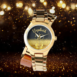 50-årsdagen svart guld namn armbandsur