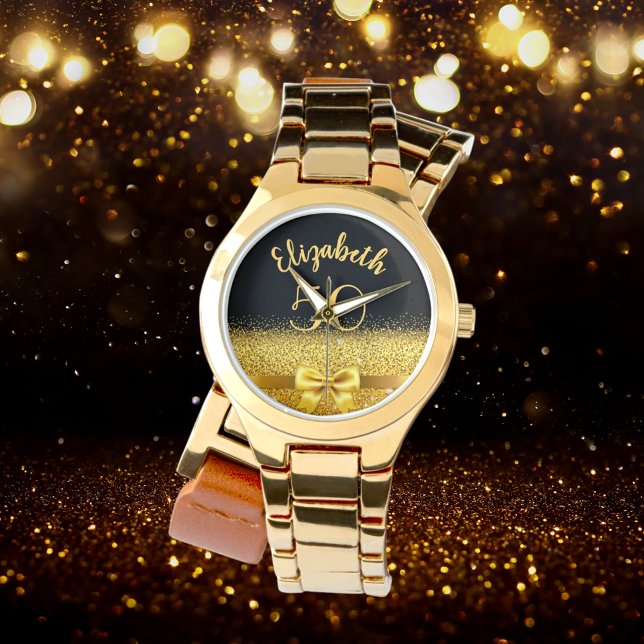 50-årsdagen svart guld namn armbandsur (Skapare uppladdad)