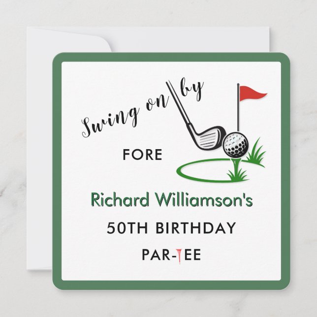 50-årsfest firande herrgolf tema inbjudningar (Framsida)