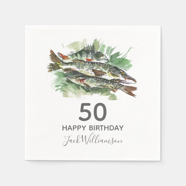 50-årsfest | Fiske | Akvariefisk Pappersservett (Framsidan)