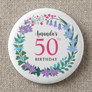 50-årsfest Fjärilsblåklockor sommarblommor krans Knapp