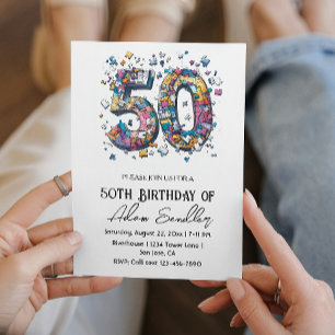 50-årsfest jag pussel illustration inbjudningar