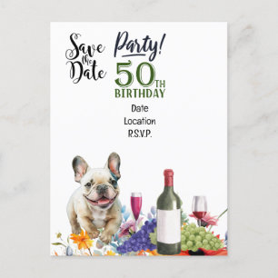 50-årsfest med fransk bulldogg vykort