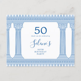 50-årsfest med grekisk tempel i anpassad färg vykort