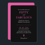 50-årsfest Rosa Modern typografi Inbjudningar<br><div class="desc">Fira i stil med dessa trendiga och unika 50-års inbjudningskort,  perfekta för en "50 och fantastisk" fest! Denna moderna design har fet rosa och svart typografi på en snygg svart bakgrund,  vilket ger en tidlös och enkel look. Baksidan visar en matchande rosa färg för en stilren finish.</div>