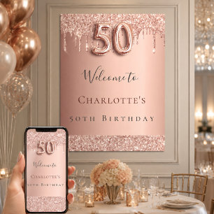 50-årsfest rose gold välkomstskylt poster