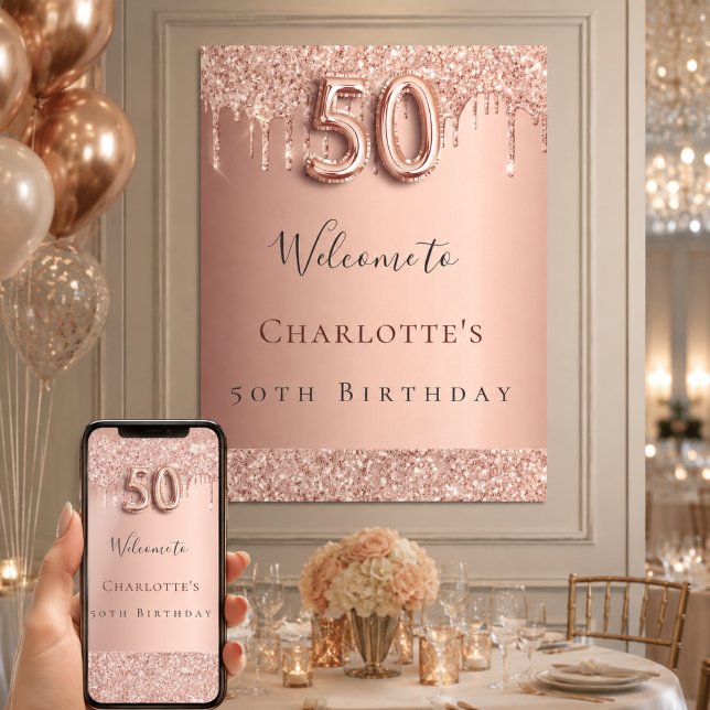 50-årsfest rose gold välkomstskylt poster (Skapare uppladdad)