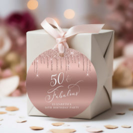 50-årsfest Rose Guld Glitter Tack Gåvor Etiketter