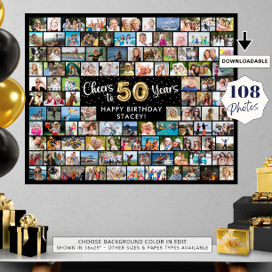 50-årsfirande 108 bilder Svart Guld Skål för året Poster