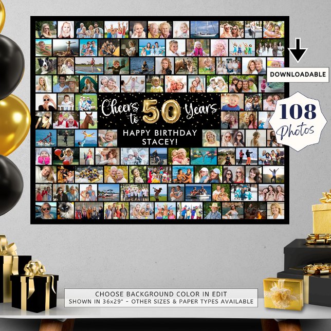 50-årsfirande 108 bilder Svart Guld Skål för året Poster (Skapare uppladdad)