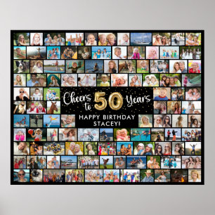 50-årsfirande 108 bilder Svart Guld Skål för året Poster