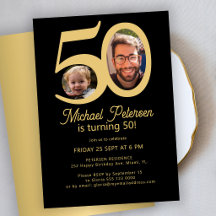 50-årsfirande 2 bilder svart guld födelsedagsfest