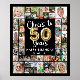 50-årsfirande 41 Fotocollage Skål för 50 år Poster