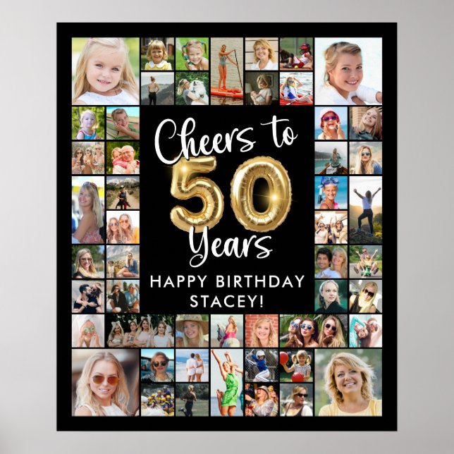 50-årsfirande 41 Fotocollage Skål för 50 år Poster (Framsidan)
