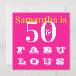 50-årsfirande 50 fantastiska Rosa födelsedagsfest Inbjudningar