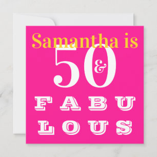50-årsfirande 50 fantastiska Rosa födelsedagsfest Inbjudningar