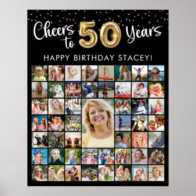 50-årsfirande 51 Fotokollage Skål för 40 år Poster (Framsidan)